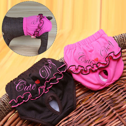 Washable Dog Sanitary Shorts (Cute Ruffles)
